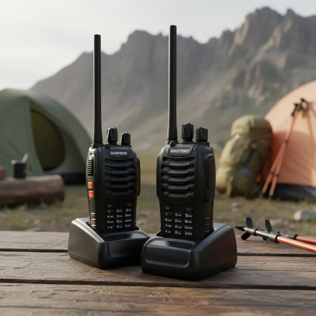 Par de walkie-talkies Baofeng BF-888S con auriculares - Alcance de 3 a 10 km
