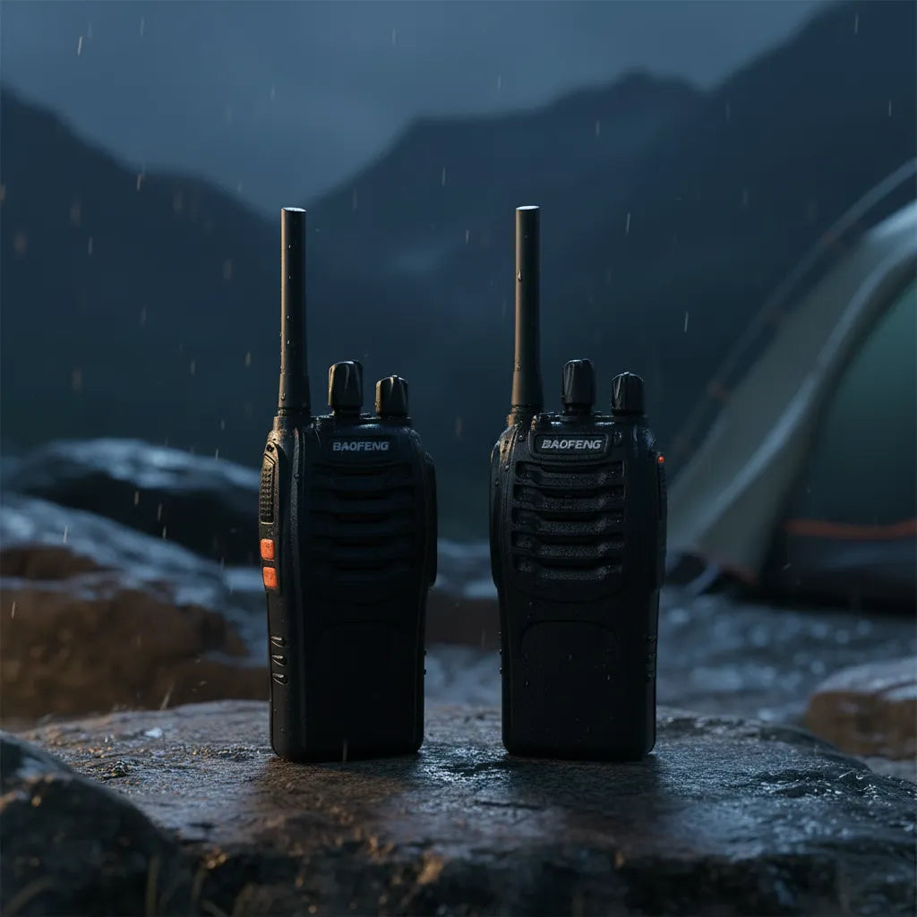 Par de walkie-talkies Baofeng BF-888S con auriculares - Alcance de 3 a 10 km