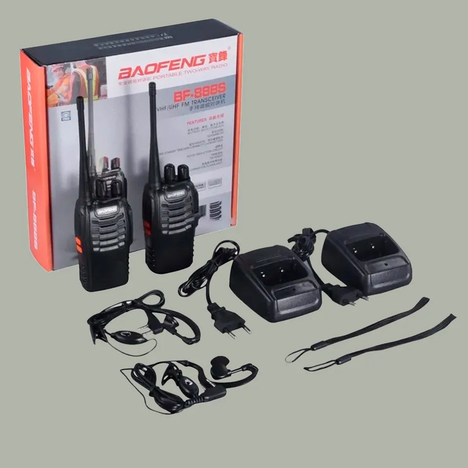 Par de walkie-talkies Baofeng BF-888S con auriculares - Alcance de 3 a 10 km