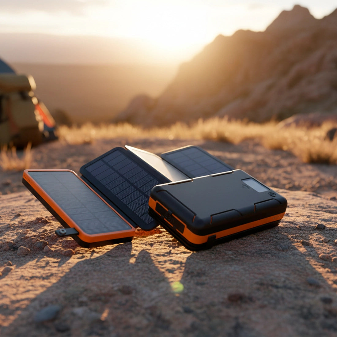 Banco de energía solar plegable de 25.000 mAh con 4 paneles y linterna LED