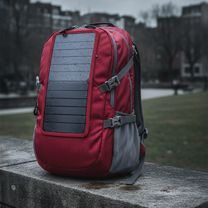 Mochila solar plegable de 30 l con panel solar extraíble de 6,5 W