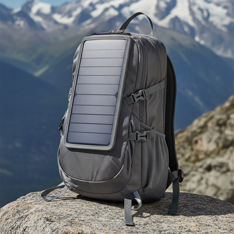 Mochila solar plegable de 30 l con panel solar extraíble de 6,5 W