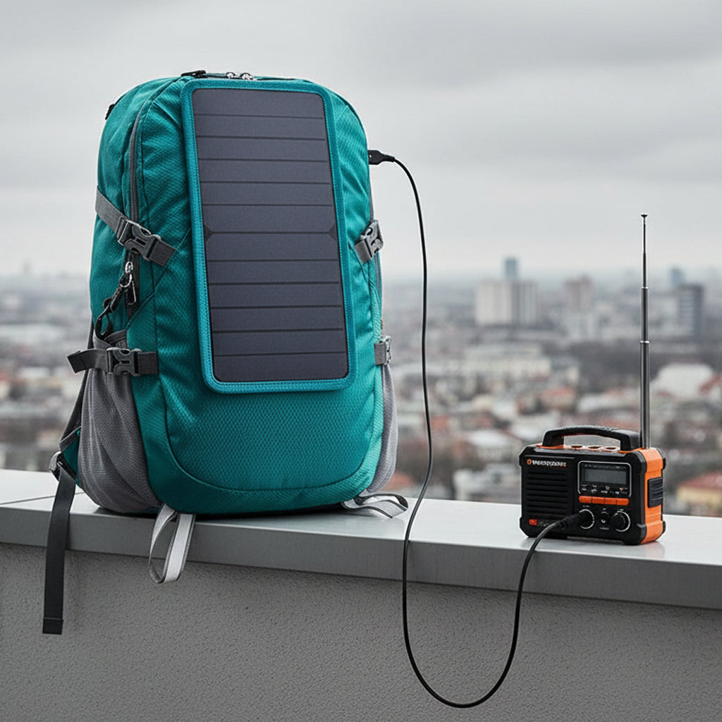 Mochila solar plegable de 30 l con panel solar extraíble de 6,5 W