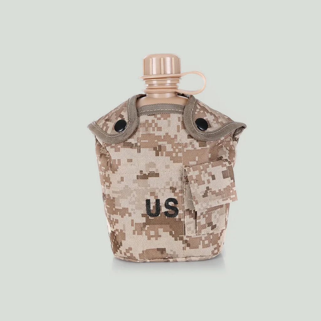 Cantimplora militar de 1L con taza de aluminio y funda térmica