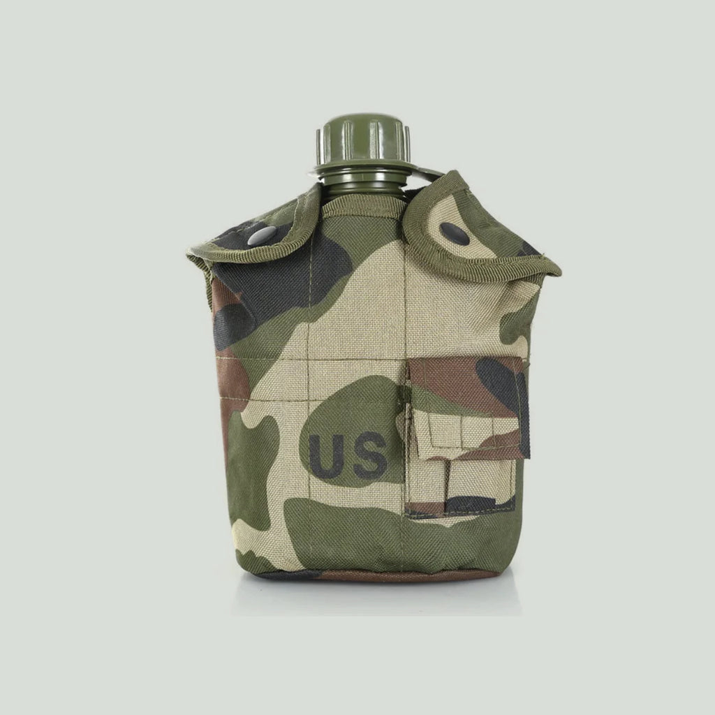 Cantimplora militar de 1L con taza de aluminio y funda térmica