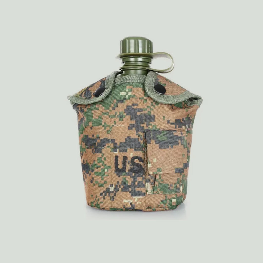 Cantimplora militar de 1L con taza de aluminio y funda térmica