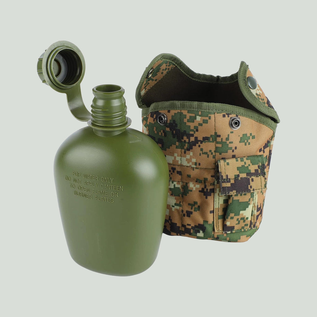 Cantimplora militar de 1L con taza de aluminio y funda térmica