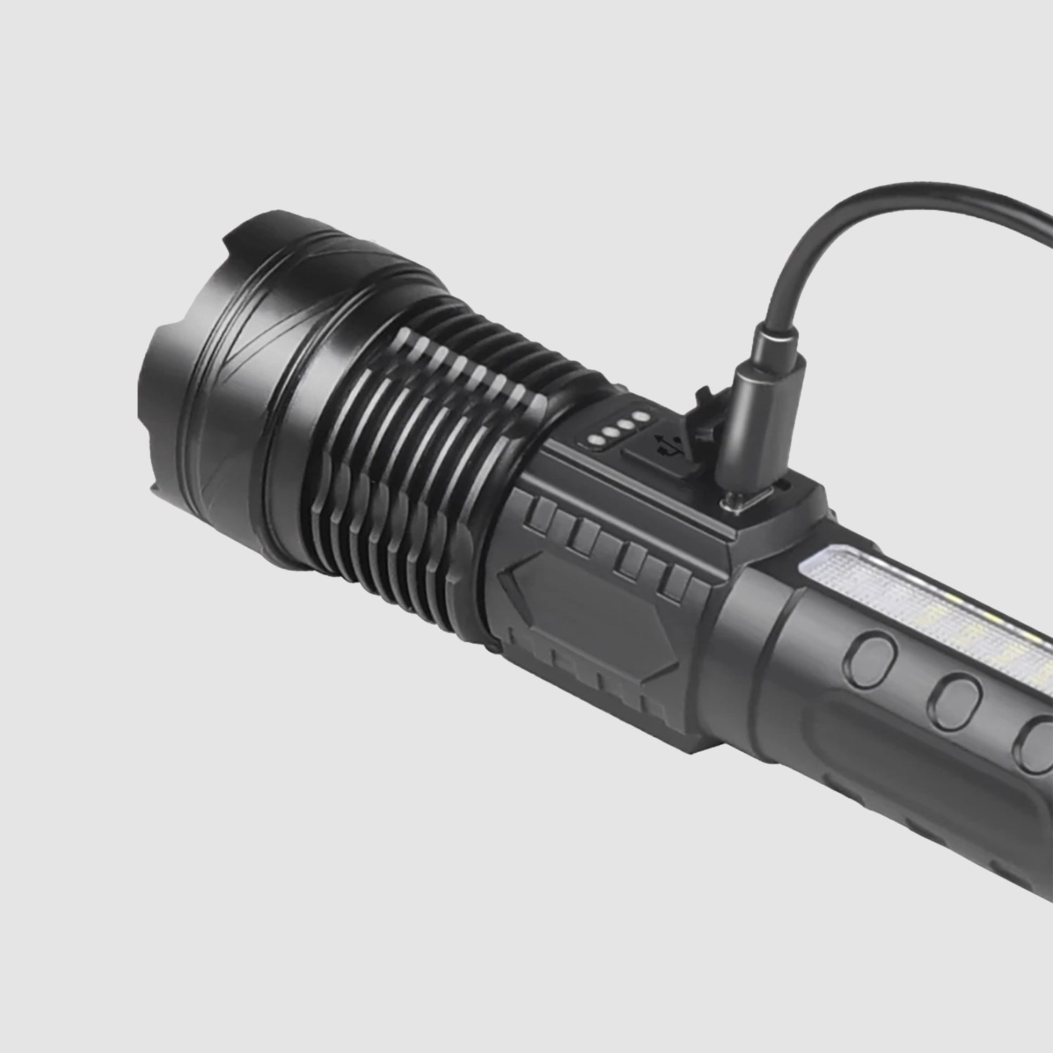 Lanterna Tática de Longo Alcance Zoom Telescópico e 7 Modos de Iluminação