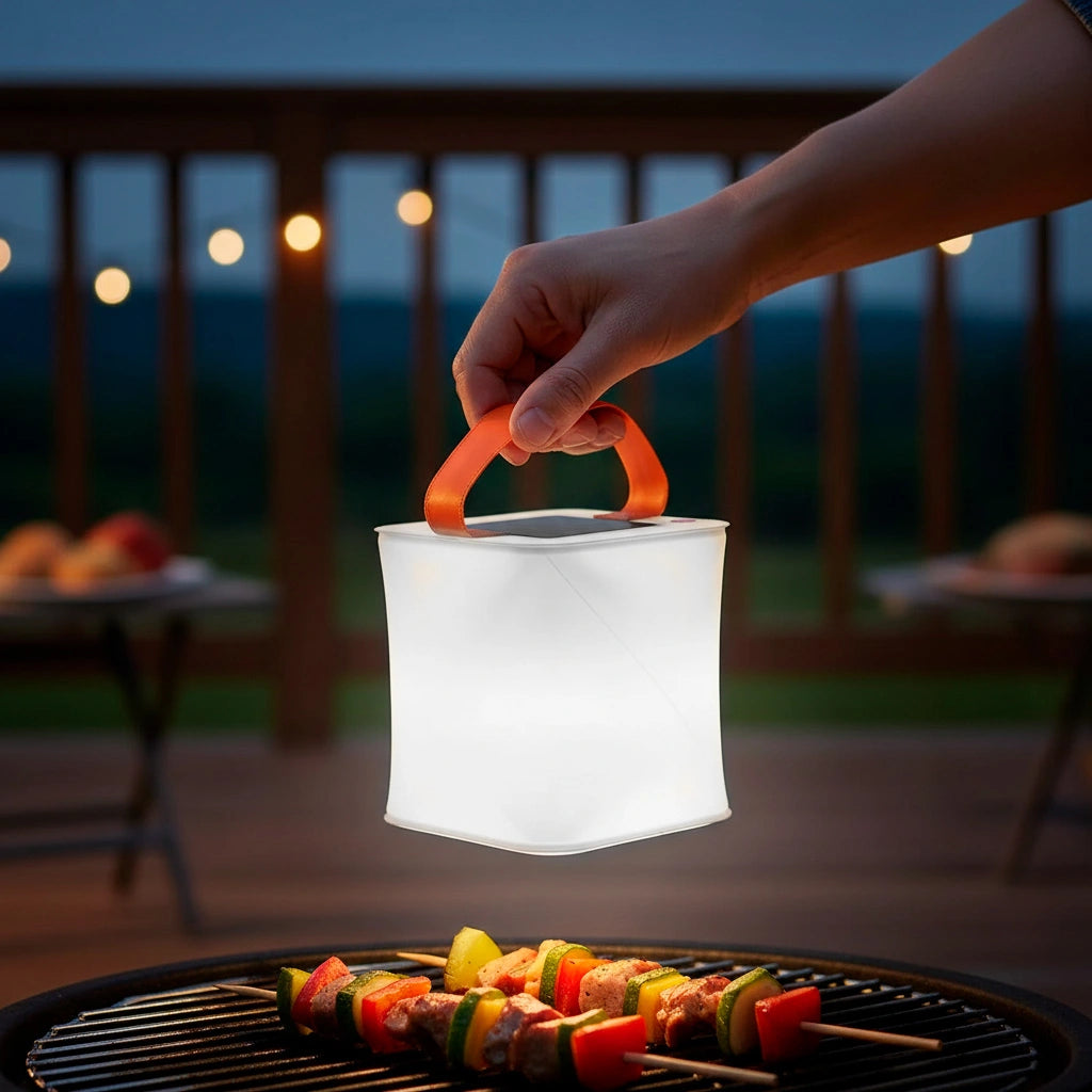 Linterna solar compacta, plegable, ultraligera e impermeable.