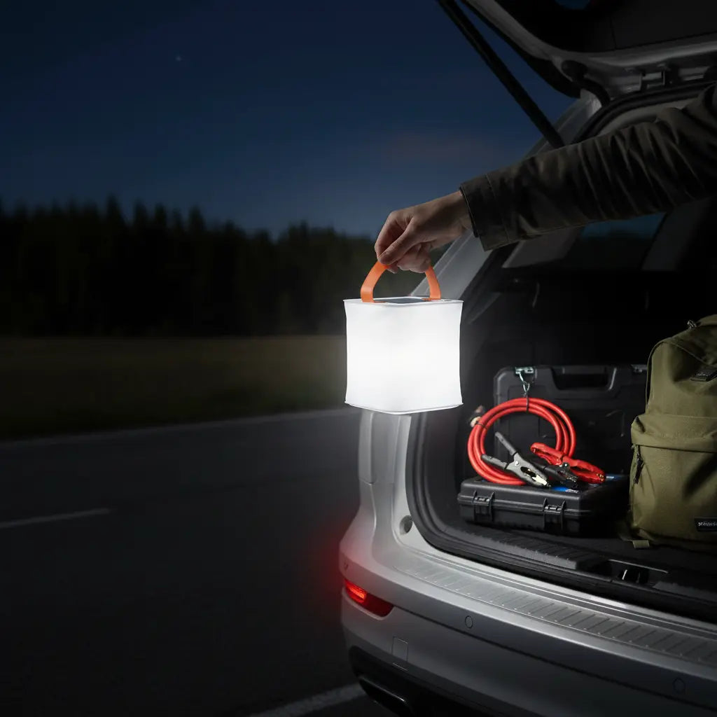 Linterna solar compacta, plegable, ultraligera e impermeable.