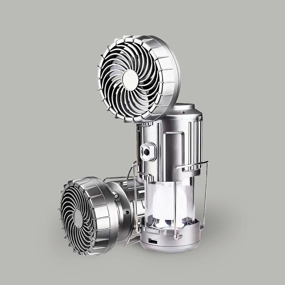 Linterna solar para acampar con ventilador ajustable y banco de energía