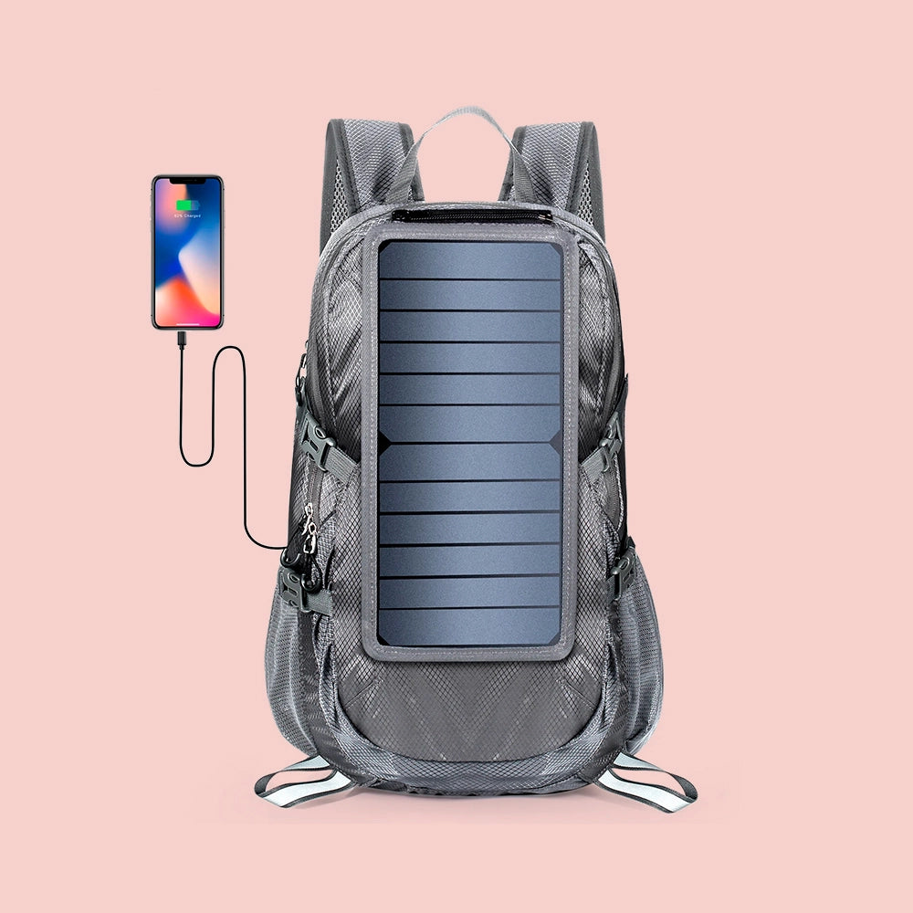 Mochila solar plegable de 30 l con panel solar extraíble de 6,5 W