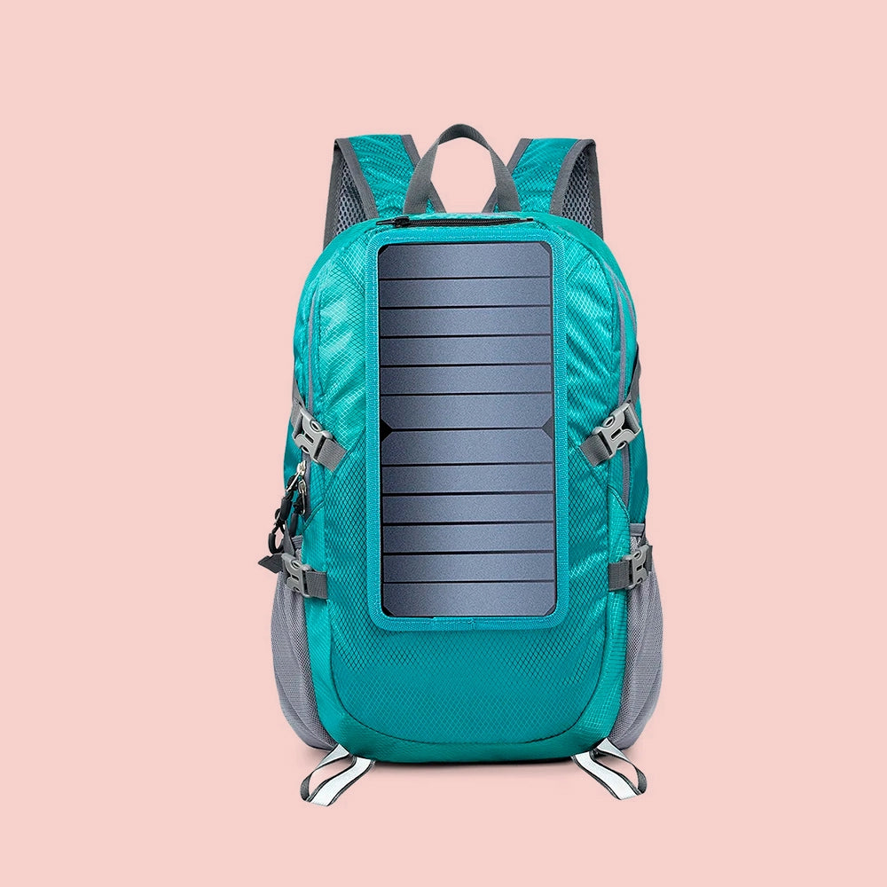 Mochila solar plegable de 30 l con panel solar extraíble de 6,5 W