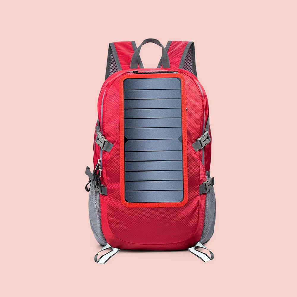 Mochila solar plegable de 30 l con panel solar extraíble de 6,5 W