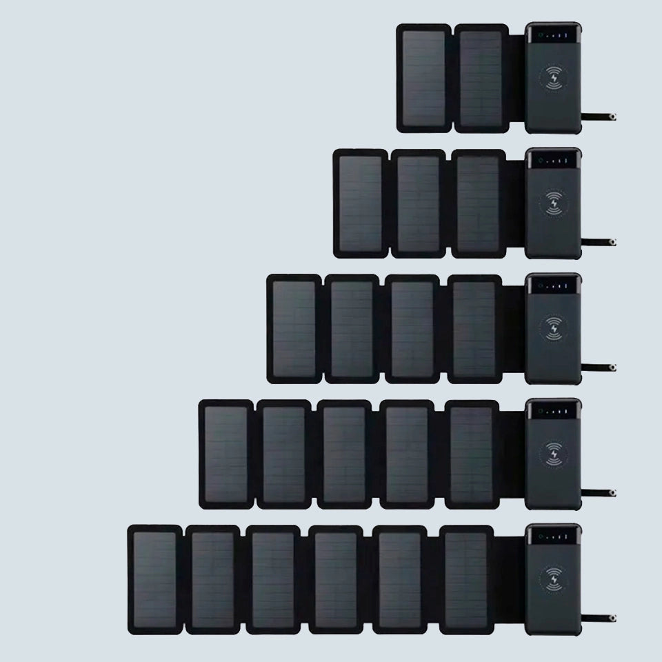 Banco de energía solar inalámbrico de 12000 mAh con hasta 6 paneles solares