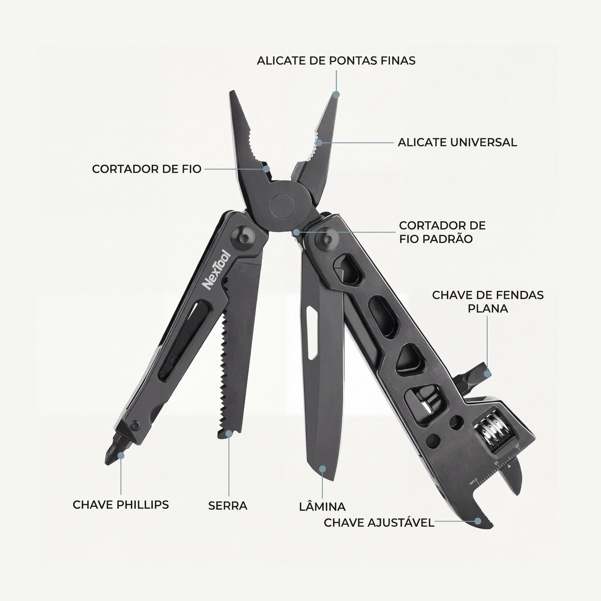 Herramienta multifunción con llave ajustable 9 en 1 de acero inoxidable