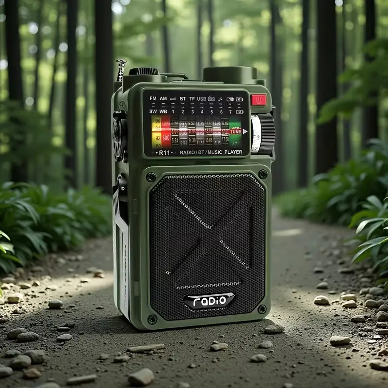 Radio portátil vintage con Bluetooth 5.0 y linterna LED